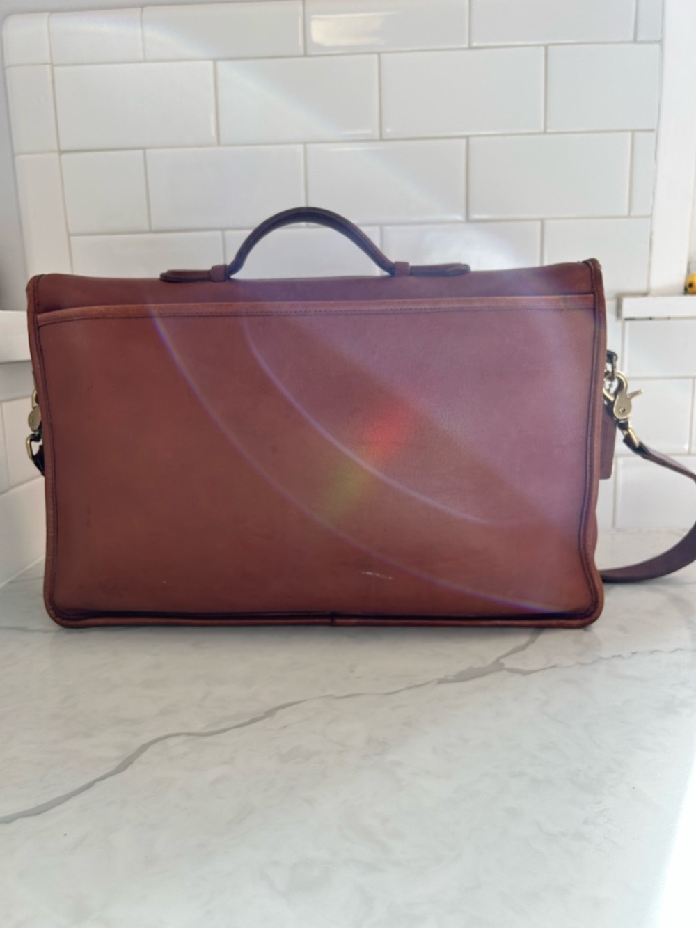 Vintage Coach Lexington Briefcase 5265 British Tan Leather Messenger Bag USA - Picture 3 of 16